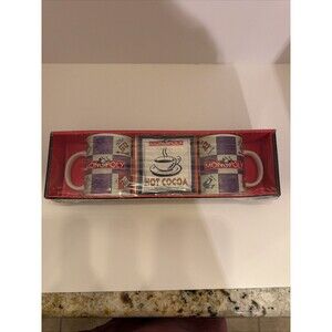 Lot of 2 Vintage Monopoly Coffee Mug Gift Set with Hot Cocoa New Sealed B2